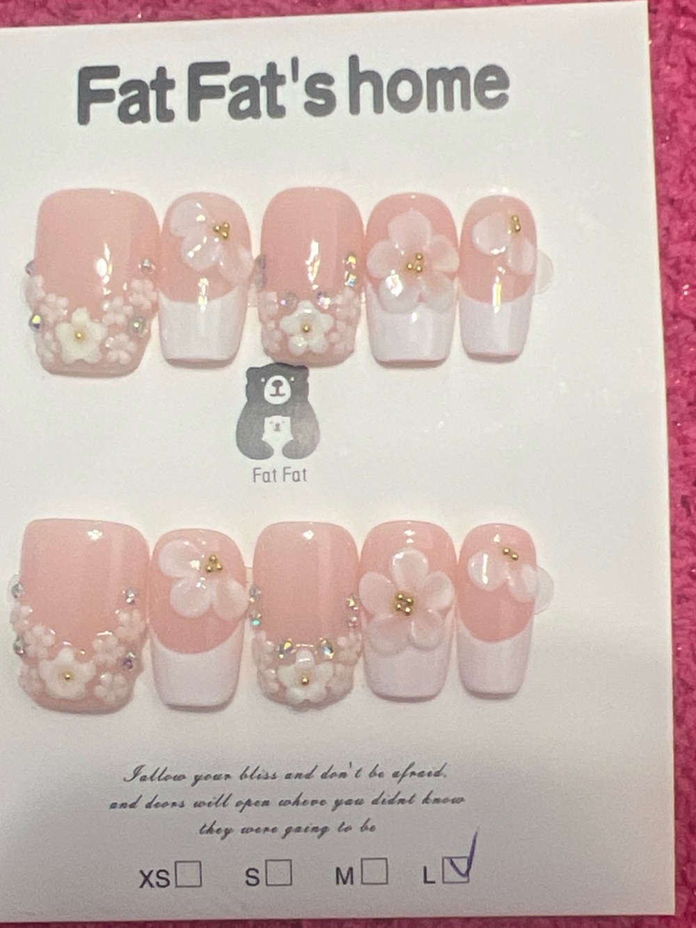 Fat Fat's Home Pink Floral Press-On Nail Set